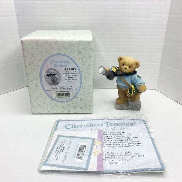 Cherished Teddies Figurine "Luke A Picture Is A Memory You Can Cherish Forever" - Picture 1 of 10